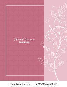 Abstract vector background template wedding invitation greeting card, posters or banner with hand drawn line floral. Modern cover design post social media