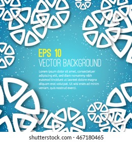 Abstract vector background template. White symmetrical shapes with shadows. Eps 10 file.