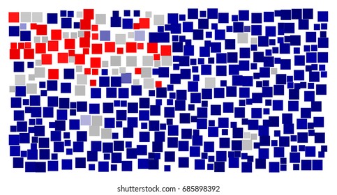 Abstract vector background texture inspired from the flag of Australia made of small red, white, blue squares
