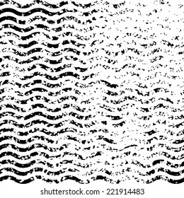 Abstract Vector Background with Textured Wavy Stripes in Grunge Style. 