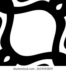 Abstract vector background with thick, organic, wavy black lines forming irregular frames on a white backdrop, minimalistic and bold.
