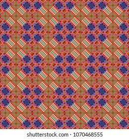 Abstract vector background. Tiles blue, red and gray background. Geometric seamless pattern.