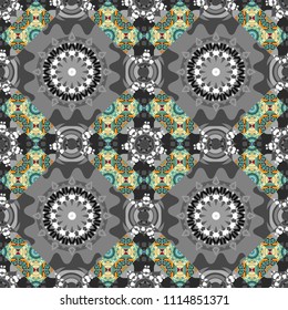 Abstract vector background. Tiles brown, blue and gray background. Geometric seamless pattern.
