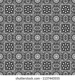 Abstract vector background. Tiles gray, black and white background. Geometric seamless pattern.