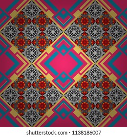 Abstract vector background. Tiles gray, blue and pink background. Geometric seamless pattern.