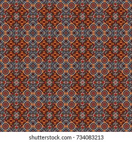 Abstract vector background. Tiles orange, gray and black background. Geometric seamless pattern.