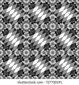 Abstract vector background. Tiles white, black and gray background. Geometric seamless pattern.