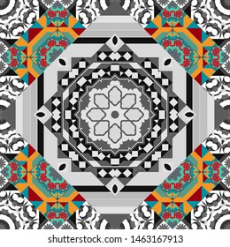 Fondo del vector abstracto. Fondo amarillo, azul y gris.Patrón geométrico sin fisuras.