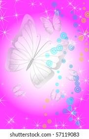 Abstract vector background with transparent butterflies