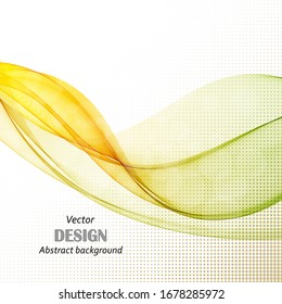 
Abstract vector background, transparent flowing lines for brochure, website, poster design. Yellow-green smoky wave.