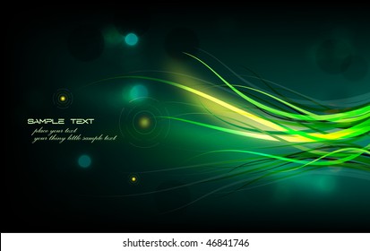 Abstract Vector Background - Transparent Lights and Wavy Foliage  Decorations