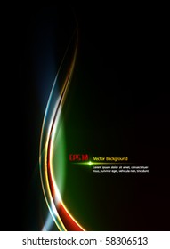 Abstract Vector Background - Transparent Lights and Wavy Foliage Decorations