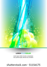 Abstract Vector Background - Transparent Spheres, Lights and Wavy Foliage Decorations