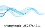 Abstract vector background, transparent waved lines for brochure, website, flyer design. Blue smoke wave.
