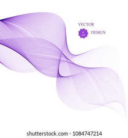 Abstract vector background, transparent waved lines for brochure, website, flyer design. Purple smoke wave.