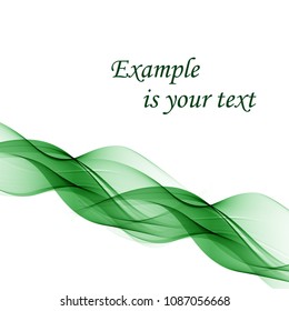 Abstract vector background, transparent waved lines for brochure, website, flyer design. Green smoke wave.