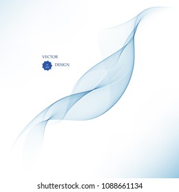 Abstract vector background, transparent waved lines for brochure, website, flyer design. Blue smoke wave.