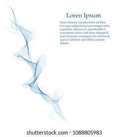 Abstract vector background, transparent waved lines for brochure, website, flyer design. Blue smoke wave.
