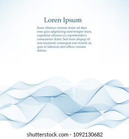 Abstract vector background, transparent waved lines for brochure, website, flyer design. Blue smoke wave.