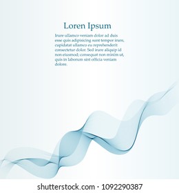 Abstract vector background, transparent waved lines for brochure, website, flyer design. Blue smoke wave.
