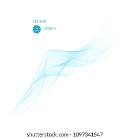 Abstract vector background, transparent waved lines for brochure, website, flyer design. Blue smoke wave.