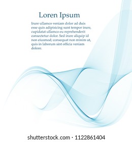 Abstract vector background, transparent waved lines for brochure, website, flyer design. Blue smoke wave.