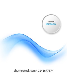 Abstract vector background, transparent waved lines for brochure, website, flyer design. Blue smoke wave.