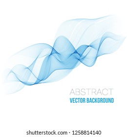 Abstract vector background, transparent waved lines for brochure, website, flyer design. Blue smoke wave. 
