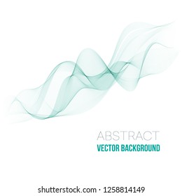 Abstract vector background, transparent waved lines for brochure, website, flyer design. Blue smoke wave. 
