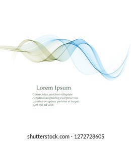 Abstract vector background, transparent waved lines for brochure, website, flyer design. Blue and green smoke wave.