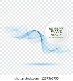Abstract vector background, transparent waved lines for brochure, website, flyer design. Blue smoke wave.