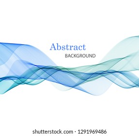 Abstract vector background. Transparent waved lines for brochure, website, flyer design. Blue smoke wave. Vector illustration
