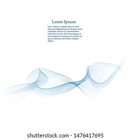Abstract vector background, transparent waved lines for brochure, website, flyer design. Blue smoke wave.