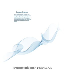 Abstract vector background, transparent waved lines for brochure, website, flyer design. Blue smoke wave.