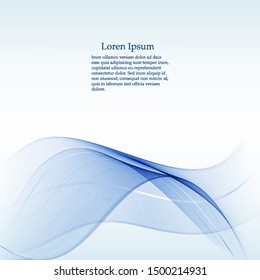 Abstract vector background, transparent waved lines for brochure, website, flyer design. Blue smoke wave.