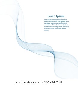 Abstract vector background, transparent waved lines for brochure, website, flyer design. Blue smoke wave.