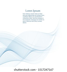 Abstract vector background, transparent waved lines for brochure, website, flyer design. Blue smoke wave.