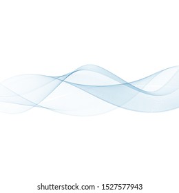 Abstract vector background, transparent waved lines for brochure, website, flyer design. Blue smoke wave.