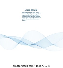 Abstract vector background, transparent waved lines for brochure, website, flyer design. Blue smoke wave.