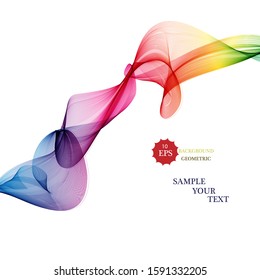 Abstract vector background, transparent waved lines for brochure, website, flyer design. Rainbow smoke wave.