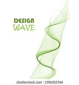 Abstract vector background, transparent waved lines for brochure, website, flyer design. Green smoke wave.