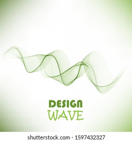 Abstract vector background, transparent waved lines for brochure, website, flyer design. Green smoke wave.
