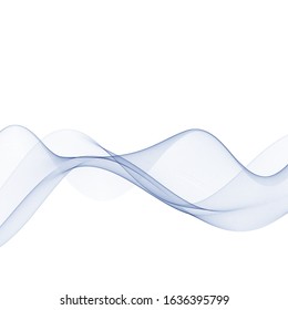 Abstract vector background, transparent waved lines for brochure, website, flyer design. Blue smoke wave.