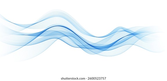 Abstract vector background, transparent waved lines for brochure, website, flyer design. Blue smoke wave.