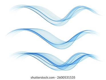Abstract vector background, transparent waved lines for brochure, website, flyer design. Blue smoke wave.