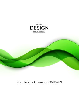 Abstract vector background, transparent waved lines for brochure, website, flyer design. Green wave.