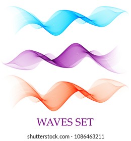 Abstract vector background, transparent wavy lines for brochure, website, flyer design. A set of colored smoke waves.