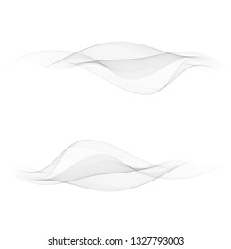 Abstract vector background, transparent wavy lines for brochure, website, flyer design. Gray smoke wave. Set of gray waves.