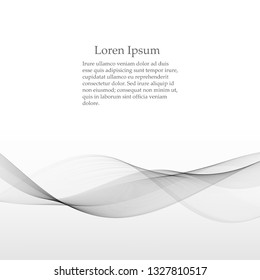 Abstract vector background, transparent wavy lines for brochure, website, flyer design. Gray smoke wave.