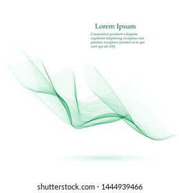 Abstract vector background, transparent wavy lines for brochure, website, flyer design. A wave of green smoke.
